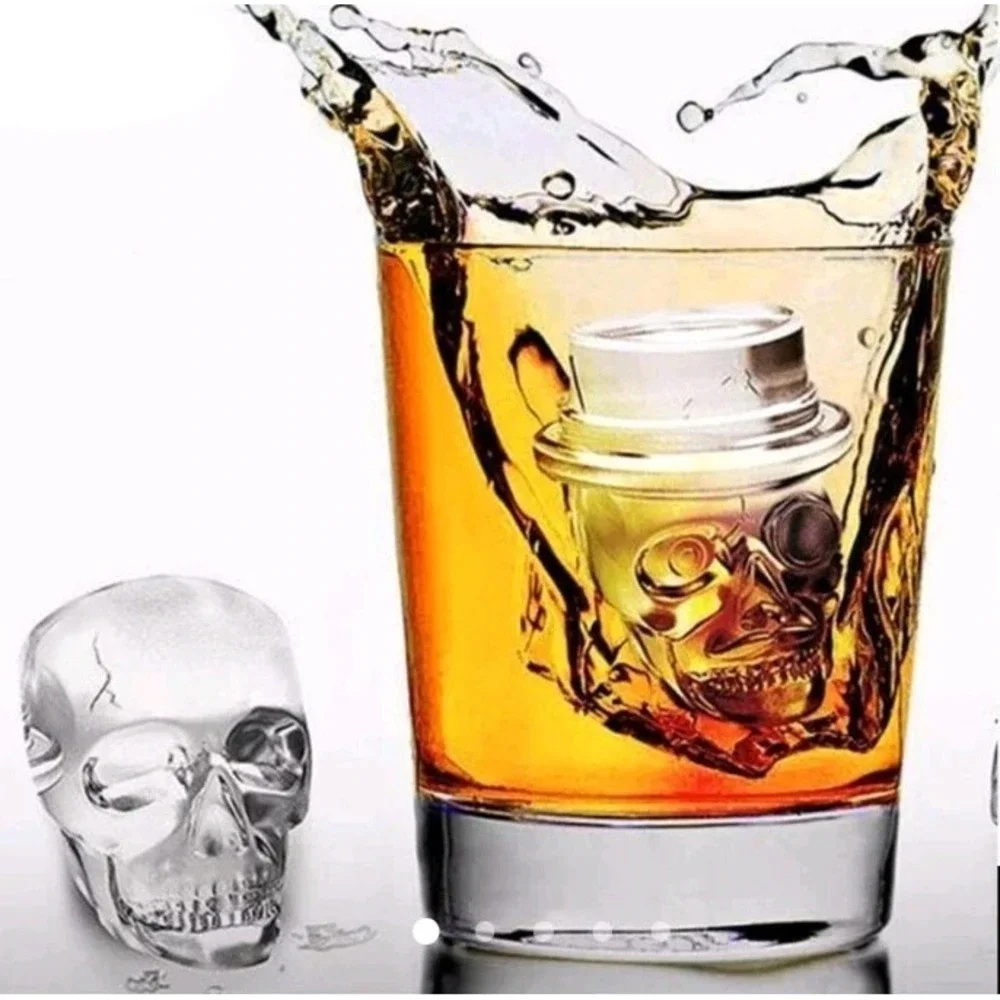 3D Skull Ice Cube Tray Set, Skull Shape Silicone Ice Mold NEW - Bold, Fun,‎ Gift